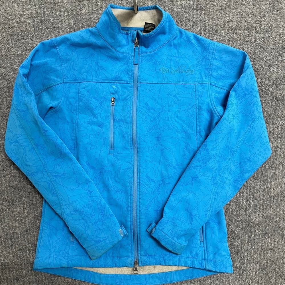 Prairie Mountain Softshell Jacket Womens Size S Blue Scribble Print Full Zip